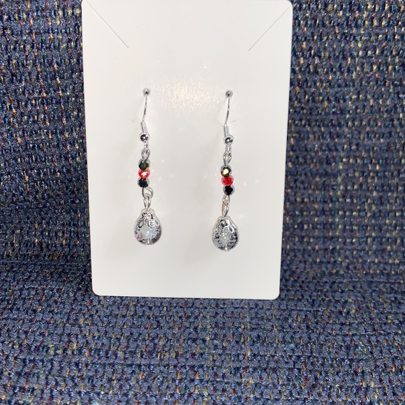 Handcrafted Drop Dangle Earrings w Black Crackle - Picture 3 of 8